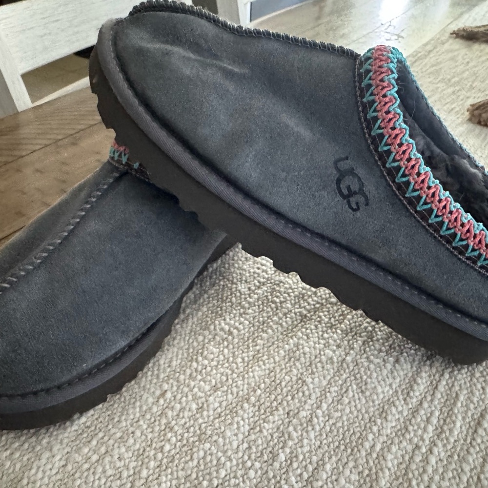 UGG Charcoal Slippers with Vibrant Trim